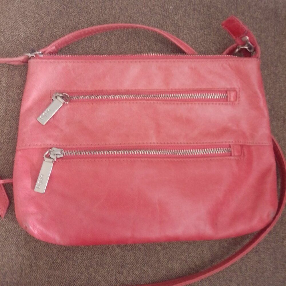 Vintage Hobo Pink Leather Crossbody Bag Convertible Strap